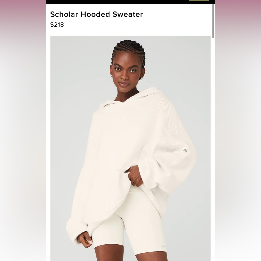 Alo Yoga☆ Scholar Hooded Sweater アイボリー ユニセックス Scholar Hooded Sweater - Ivory | ALO